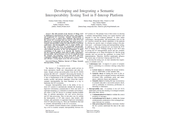 Developing and integrating a semantic Interoperability testing tool in F-Interop platform